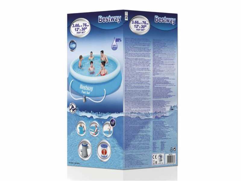 Bestway Fast Set 57274 - &Oslash;366x76 cm - Piscina hinchable + Bomba filtro 16 W
