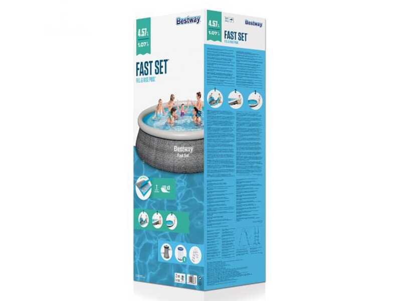 Bestway Fast Set 57372 - &Oslash;457x107 cm - Piscina hinchable + Bomba filtro 29 W y escalera