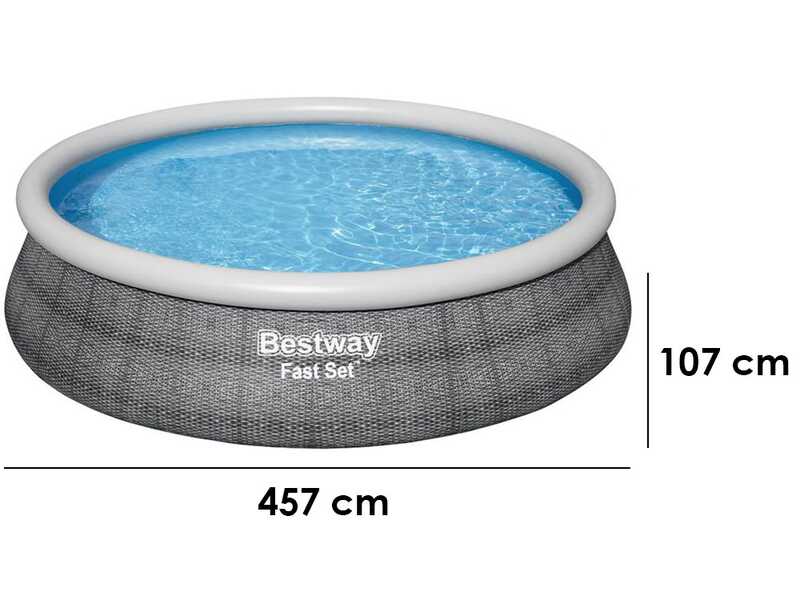 Bestway Fast Set 57372 - &Oslash;457x107 cm - Piscina hinchable + Bomba filtro 29 W y escalera
