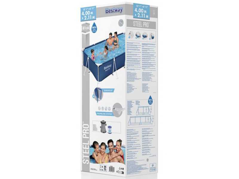 Bestway Steel Pro 56424 - 400x211x81 cm - Piscina desmontable + Bomba filtro 16 W