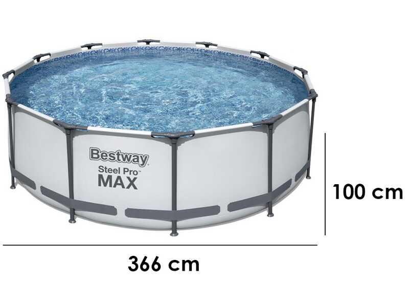 Bestway Steel Pro Max 56418 - &Oslash;366x100 cm - Piscina Redonda + Bomba filtro y escalera