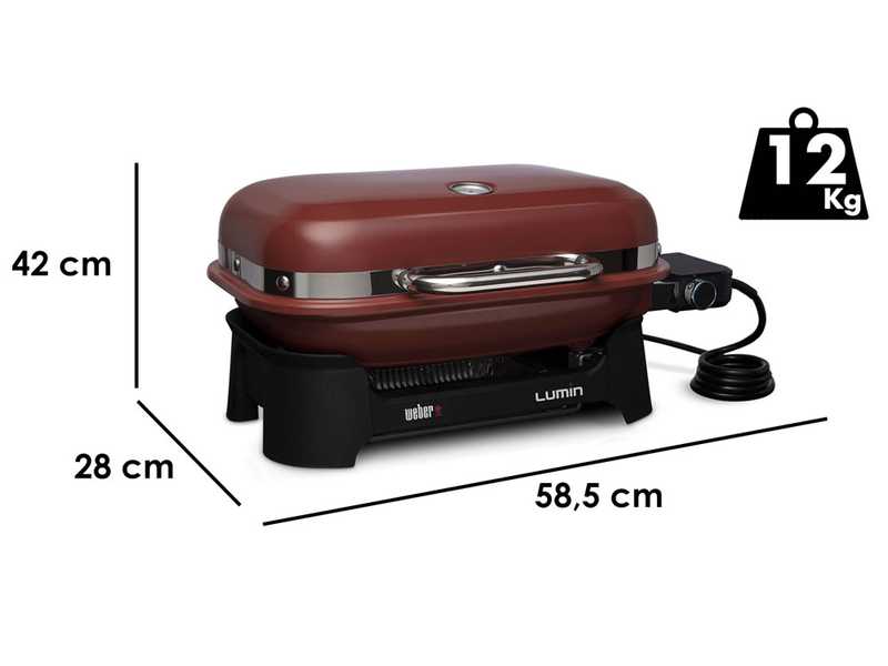 Weber Lumin Compact Red - Barbacoa el&eacute;ctrica port&aacute;til