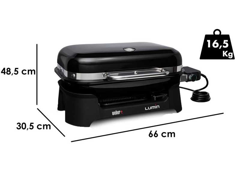 Weber Lumin Black - Barbacoa el&eacute;ctrica port&aacute;til
