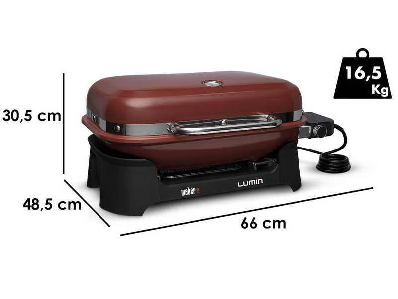 Weber Lumin Red - Barbacoa el&eacute;ctrica port&aacute;til