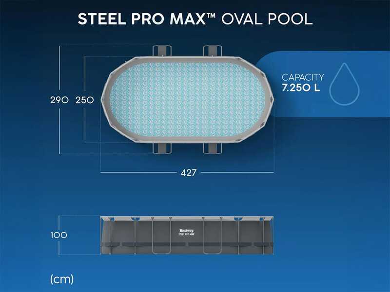 Bestway Power Steel 56620 - 427x250x100 cm - Piscina Ovalada