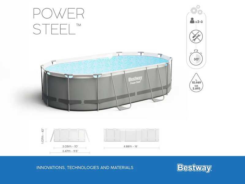Bestway Power Steel 56448 - 488x305x107 cm - Piscina Ovalada