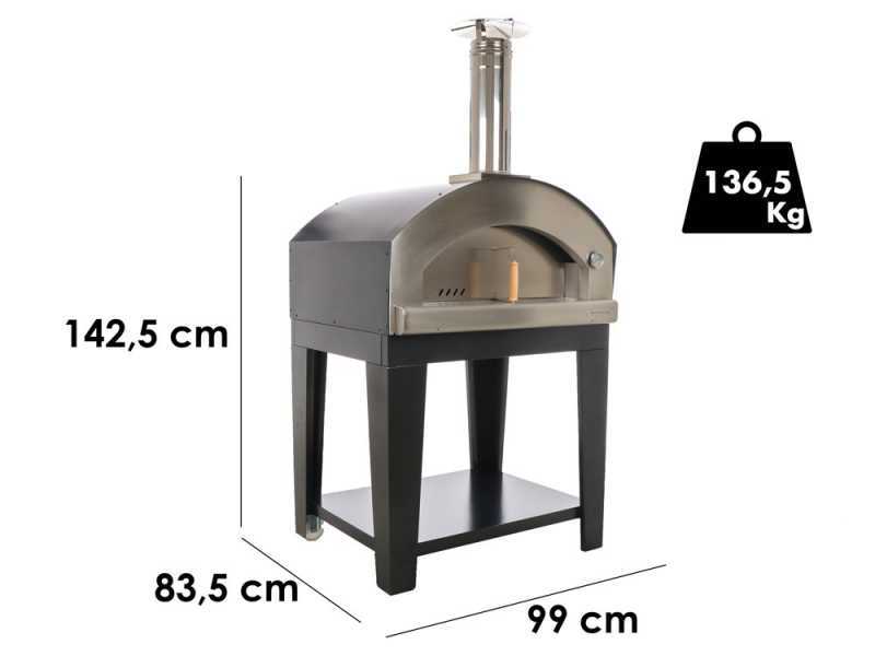 Rossofuoco Nonna Luisa Nero - Horno de le&ntilde;a de exterior con carro