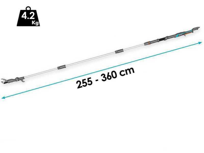 Gardena HighCut 360/18V Solo - Tijera el&eacute;ctrica de poda con p&eacute;rtiga - BATER&Iacute;A Y CARGADOR NO EST&Aacute;N INCLUIDOS