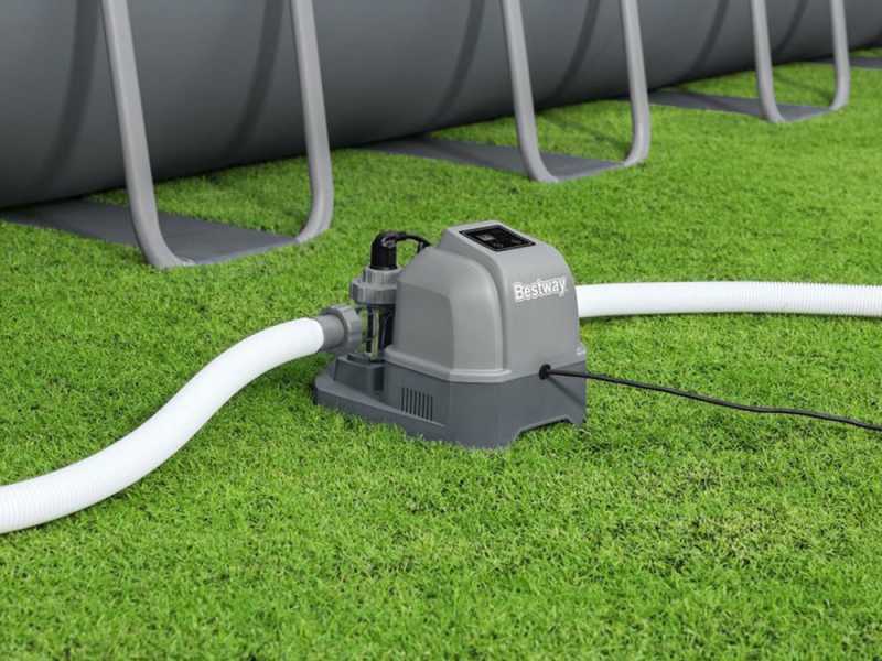 Clorador salino Hydrogenic Bestway - Caudal agua m&iacute;n. 1.249 L/h - Capacidad m&aacute;x. 26.498 L
