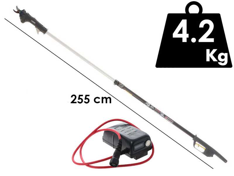 Zanon Shark ZS50 - Tijera el&eacute;ctrica de poda con p&eacute;rtiga - 50.4V 2.9 Ah - 255 cm