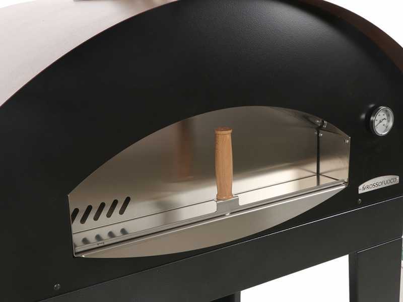 Rossofuoco Benni Marrone - Horno de le&ntilde;a de exterior con carro