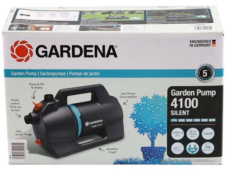 Gardena 4100 Silent - Bomba el&eacute;ctrica de jard&iacute;n para riego - motor 550 W