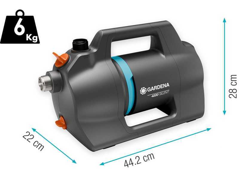 Gardena 4200 Silent - Bomba el&eacute;ctrica de riego para jard&iacute;n- 600 W - Kit con mangueras y racores