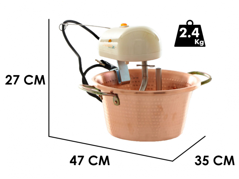 LAR polentamatic - Caldero el&eacute;ctrico de cobre martillado para polenta base plana 4.5L - 8W