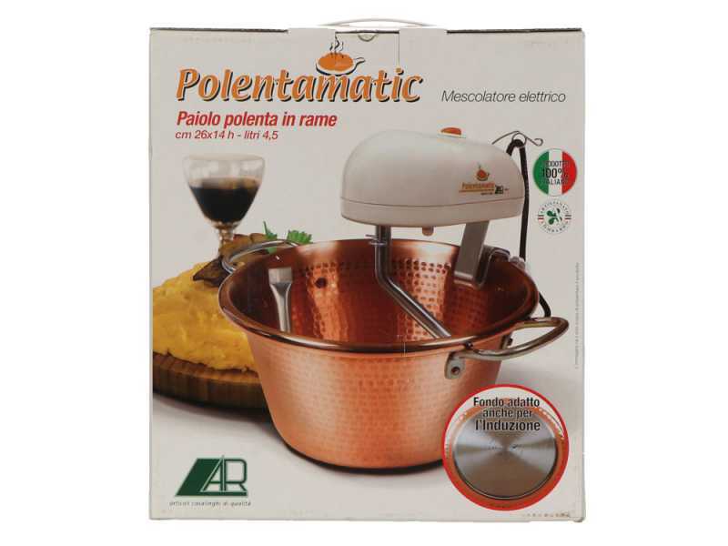 LAR polentamatic - Caldero de cobre el&eacute;ctrico martillado para polenta de inducci&oacute;n 4.5L - 8W