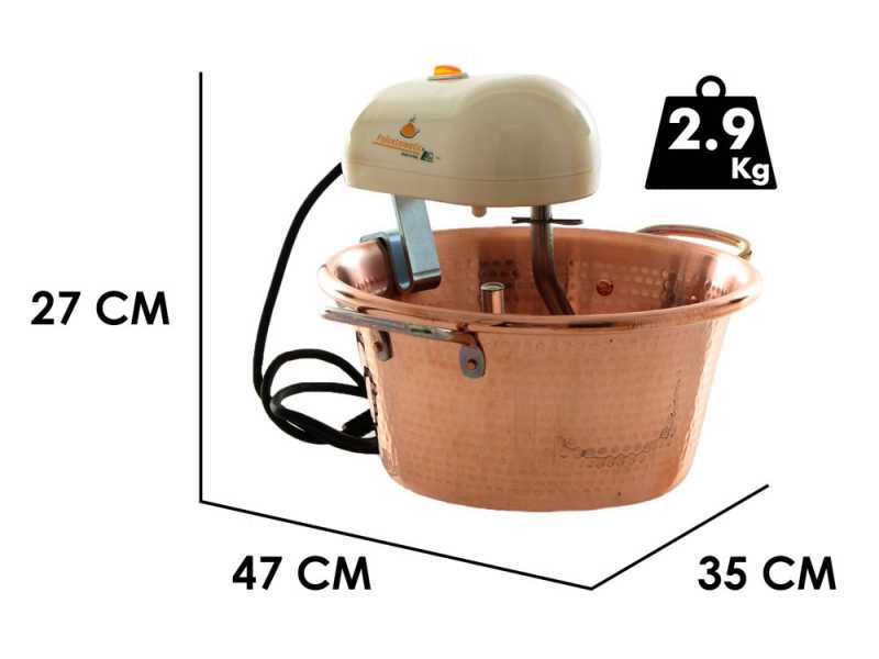 LAR polentamatic - Caldero de cobre el&eacute;ctrico martillado para polenta de inducci&oacute;n 4.5L - 8W