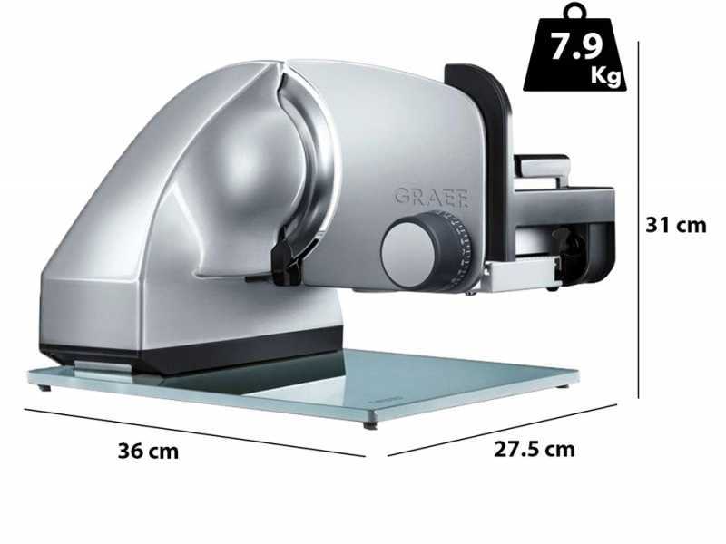 Graef Master M90 Silver - Cortadora de fiambre 2 en 1 con cortaverduras - Cuchilla de 170 mm