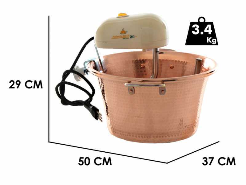 LAR polentamatic - Caldero de cobre el&eacute;ctrico martillado para polenta de inducci&oacute;n 6.5L - 8W