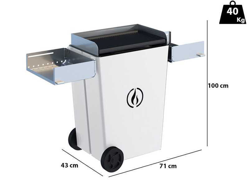 Linea VZ Party Bianco - Barbacoa pirol&iacute;tica para pellets con ruedas