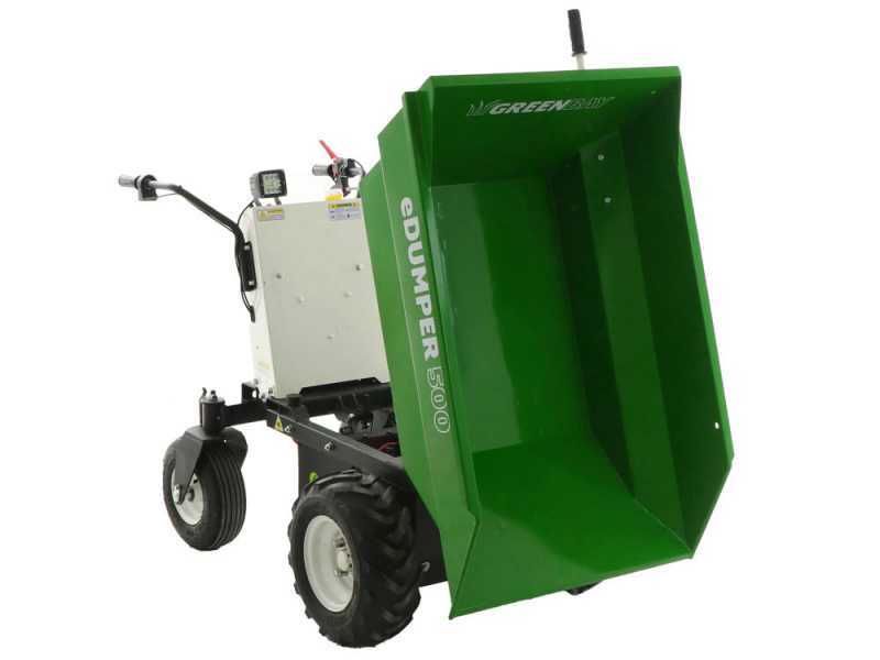 GREENBAY eDumper 500 - Motocarretilla de bater&iacute;a - 48V 32Ah - Caj&oacute;n Dumper