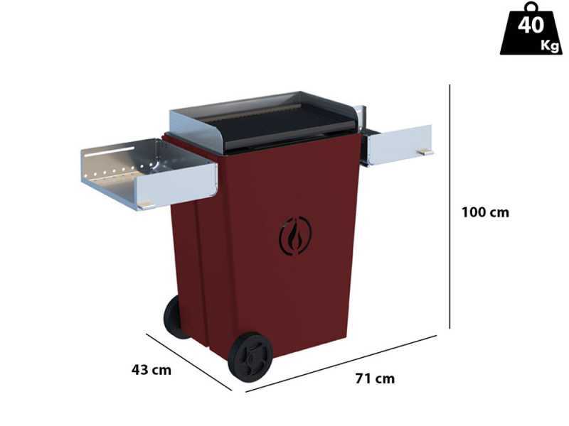 Linea VZ Party Rosso - Barbacoa pirol&iacute;tica para pellets con ruedas