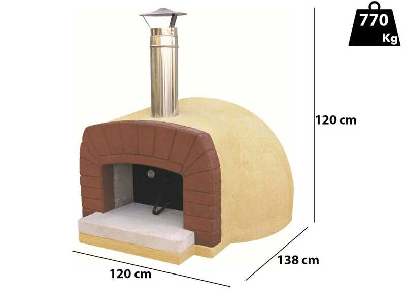 Linea VZ Etna - Horno de le&ntilde;a de exterior con superficie de cocci&oacute;n &Oslash; 85 cm - Capacidad: 3 pizzas