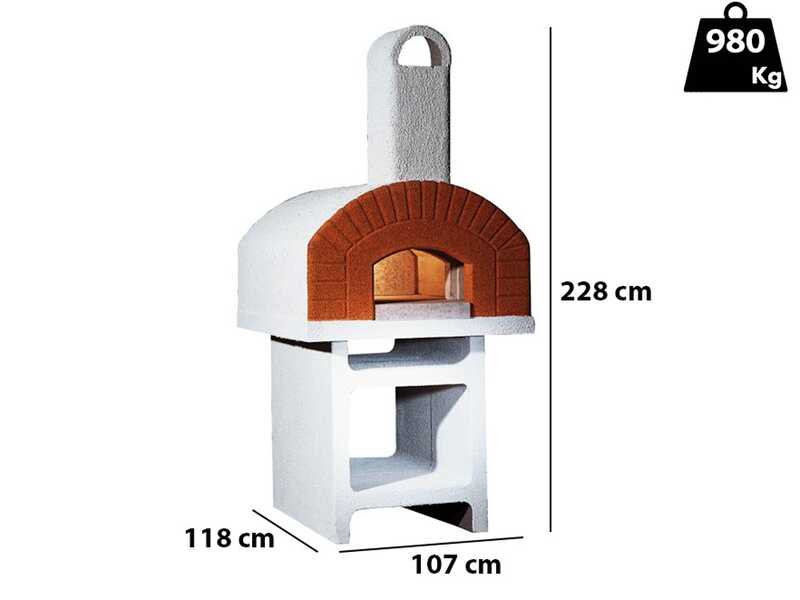 Linea VZ Portici - Horno de le&ntilde;a de exterior con base de hormig&oacute;n - C&aacute;mara de cocci&oacute;n 72x70 cm