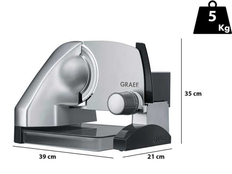 Graef SKS 500 Silver - Cortadora de fiambre 2 en 1 con cortaverduras - Cuchilla de 170 mm