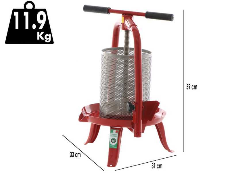 Baesso V20 - Prensa de tornillo para fruta y verdura 9L - Jaula INOX