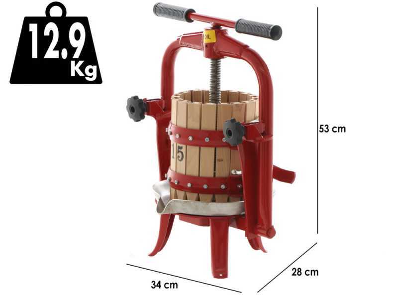 Baesso F15 - Prensa de tornillo para fruta y verdura 6L - Jaula de madera