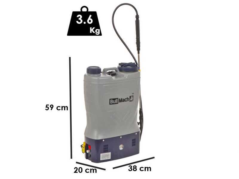 BullMach Pandora 16E Li - Pulverizador de mochila el&eacute;ctrico de bater&iacute;a - 12V 8Ah