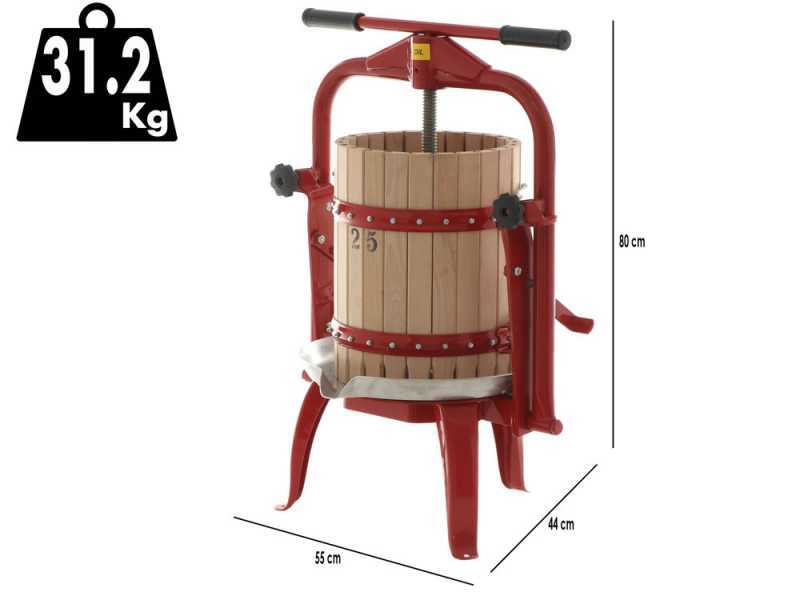 Baesso F25 - Prensa de tornillo para fruta y verdura 20L - Jaula de madera
