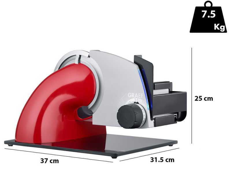 Graef SKS Line 700 Rossa - Cortadora de fiambre en voladizo con cuchilla de 170 mm - Con indicadores LED