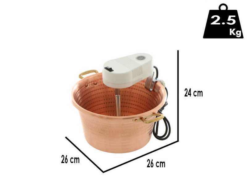 Novital - Caldero de cobre el&eacute;ctrico  martillado para polenta de base plana 4,7L - 4W