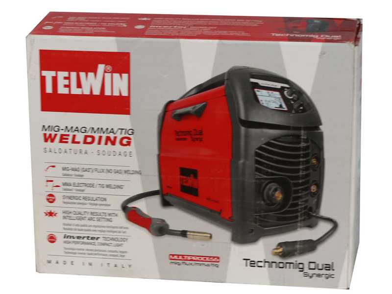 Telwin Technomig 210 Dual Synergic - Soldadora inverter de hilo - Para MIG-MAG/FLUX/BRAZING/MMA/ TIG DC-Lift - GAS/NO GAS