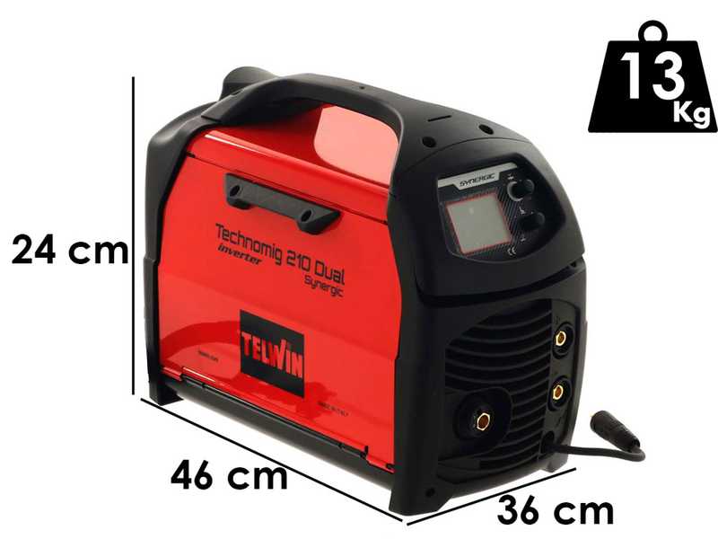 Telwin Technomig 210 Dual Synergic - Soldadora inverter de hilo - Para MIG-MAG/FLUX/BRAZING/MMA/ TIG DC-Lift - GAS/NO GAS