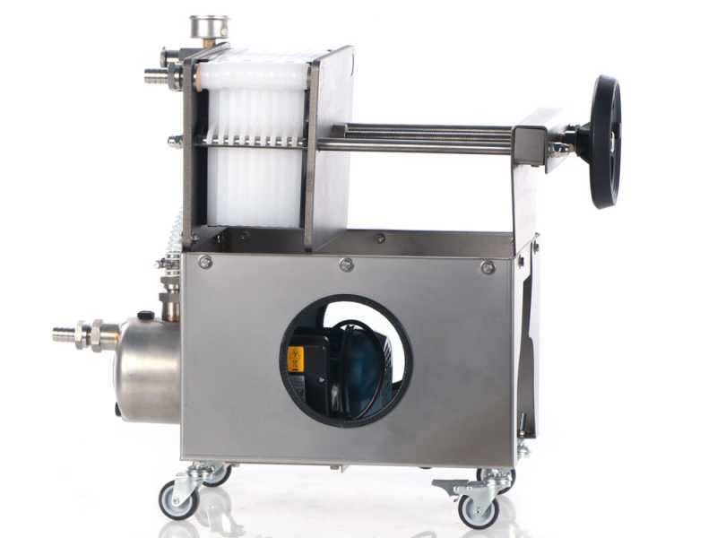 Grifo Professional Inox 10 - Filtro para vino de cartones con carro - Bomba de acero inoxidable