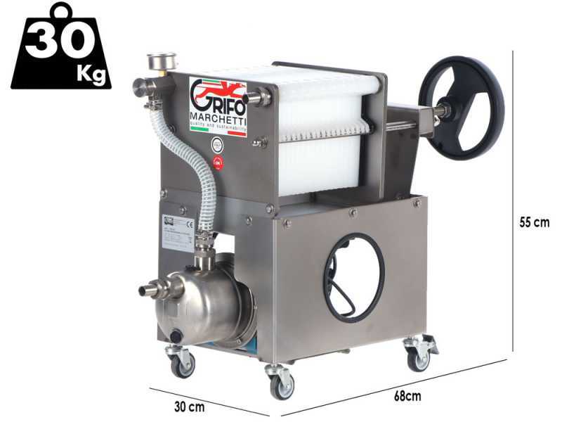 Grifo Professional Inox 20 - Filtro para vino de cartones con carro - Bomba de acero inoxidable