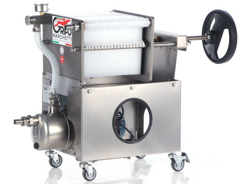 Grifo Professional Inox 20 - Filtro para vino de cartones con carro - Bomba de acero inoxidable