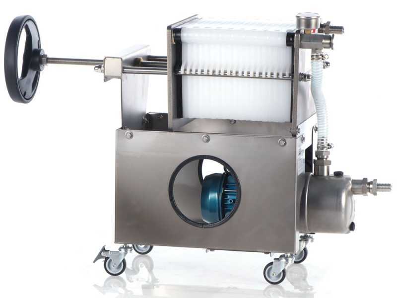 Grifo Professional Inox 20 - Filtro para vino de cartones con carro - Bomba de acero inoxidable
