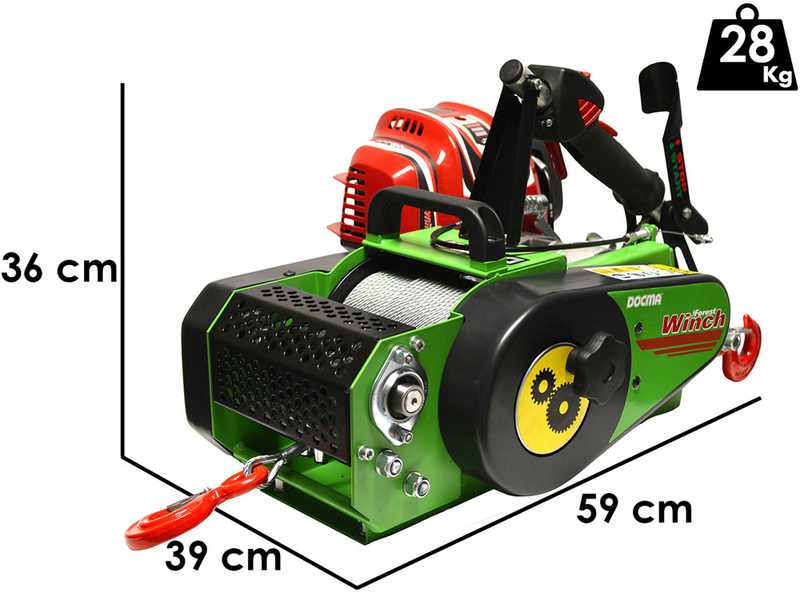 Docma VF150 auto-4 GX50 - Cabrestante forestal motor Honda -  Cable &Oslash; 5mm de 80m