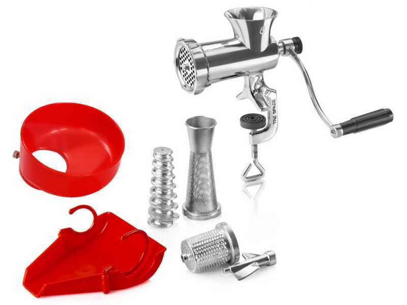 Tre Spade TC-8/3 USI INOX - Picadora de carne manual - N.8 + Kit accesorios