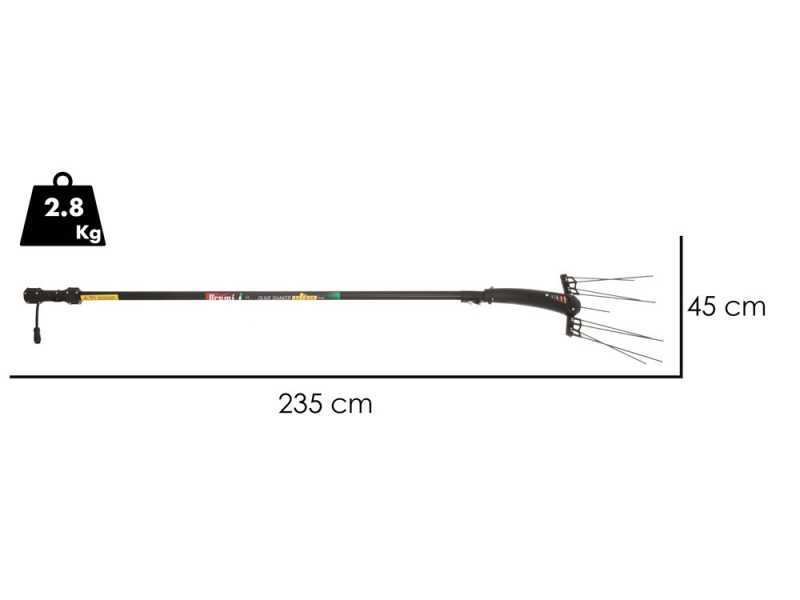 Brumi Etna 12V - Vareador de aceitunas el&eacute;ctrico de bater&iacute;a - P&eacute;rtiga de Aluminio 235/320 cm