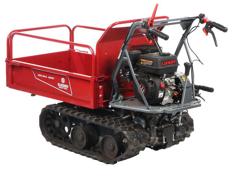 Blue Bird 310-SHL 1200 - Biotrituradora autopropulsada de orugas con carretilla a motor - Motor Loncin G420F