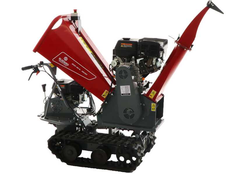 Blue Bird 310-SHL 1200 - Biotrituradora autopropulsada de orugas con carretilla a motor - Motor Loncin G420F