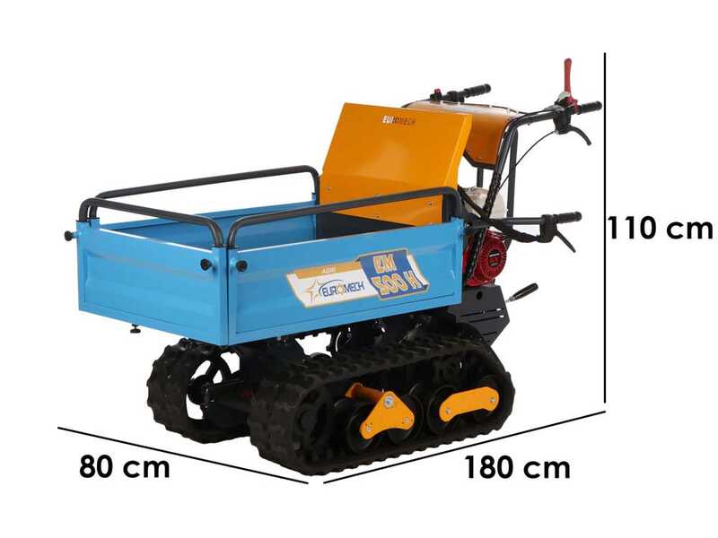 EuroMech EM500H-Agri - Carretilla de orugas con motor con caj&oacute;n extensible - Capacidad de 500 kg