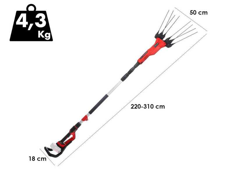 Einhell GE-FS 18/53 - Vareador de aceitunas de bater&iacute;a - P&eacute;rtiga telesc&oacute;pica - 220-310 cm - 18 V - BATER&Iacute;A Y CARGADOR NO EST&Aacute;N INCLUIDOS
