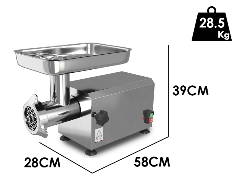 Tre Spade TC-32 PRO INOX DELUXE - Picadora de carne el&eacute;ctrica - 1100W - N.32