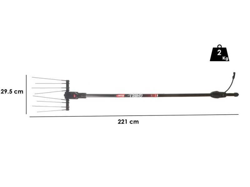 Brumi Ghibli 12V - Vareador de aceitunas el&eacute;ctrico de bater&iacute;a - P&eacute;rtiga de carbono 235/315 cm