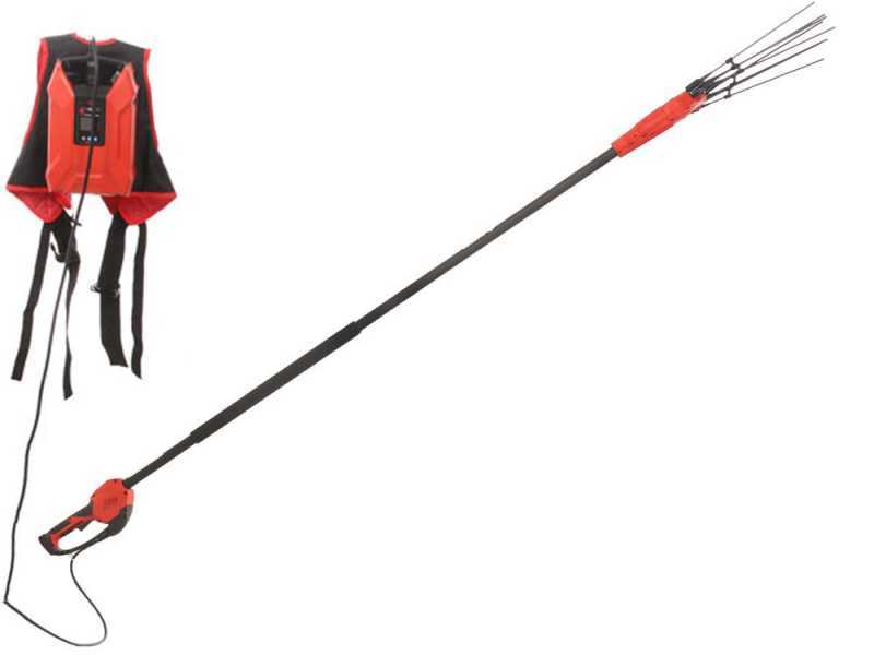 Blue Bird Olimpo 23-56 - Vareador de aceitunas de bater&iacute;a - Bater&iacute;a de mochila - P&eacute;rtiga fija - 50.4V 18Ah